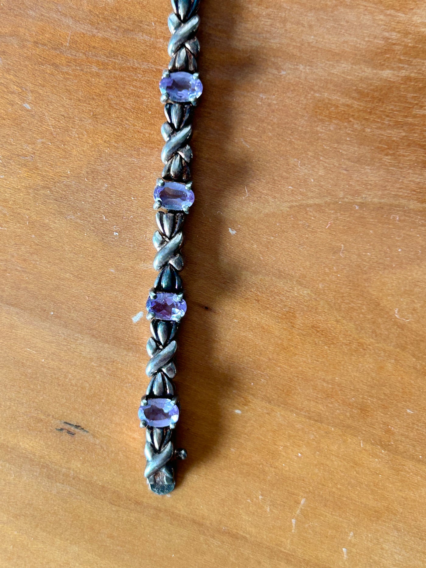 A Sterling Silver Purple Topaz Bracelet