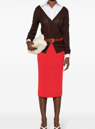 Joseph Satiny Rib Knitted Skirt