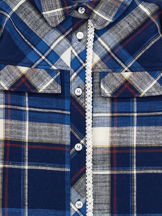 Monnalisa - Long tartan shirt to tie