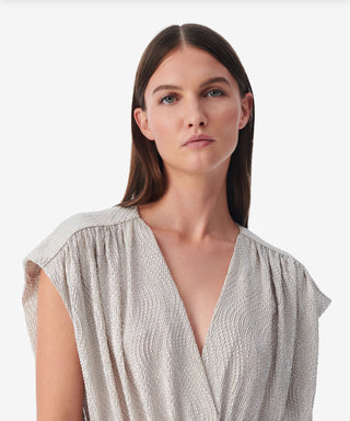 Iro Paris STORIA V-NECK LUREX JERSEY TOP