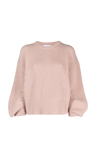 Nude ribbed-knit crew-neck jumper