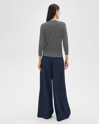 Theory- Pleated Wide-Leg Pant in Denim