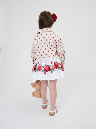 MONNALISA- Strawberry print poplin skirt