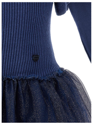 Knitted glitter dress in blue