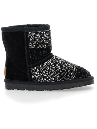 Monnalisa Crust leather boot with rhinestonesi