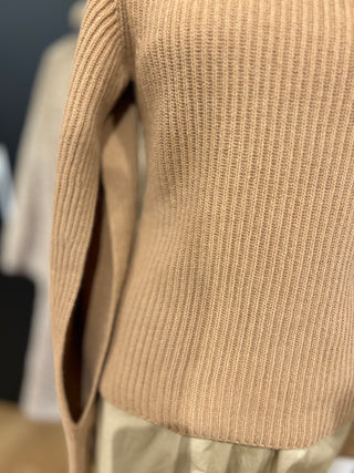 Nude turtle neck knit top