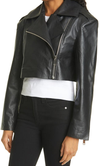 Remain Birger Christensen - Seda Crop Leather Biker Jacket