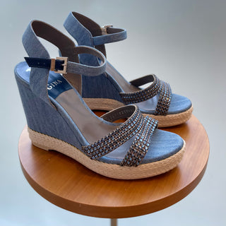 Gina Denim platform wedge