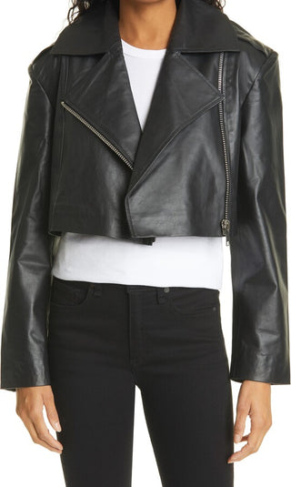 Remain Birger Christensen - Seda Crop Leather Biker Jacket